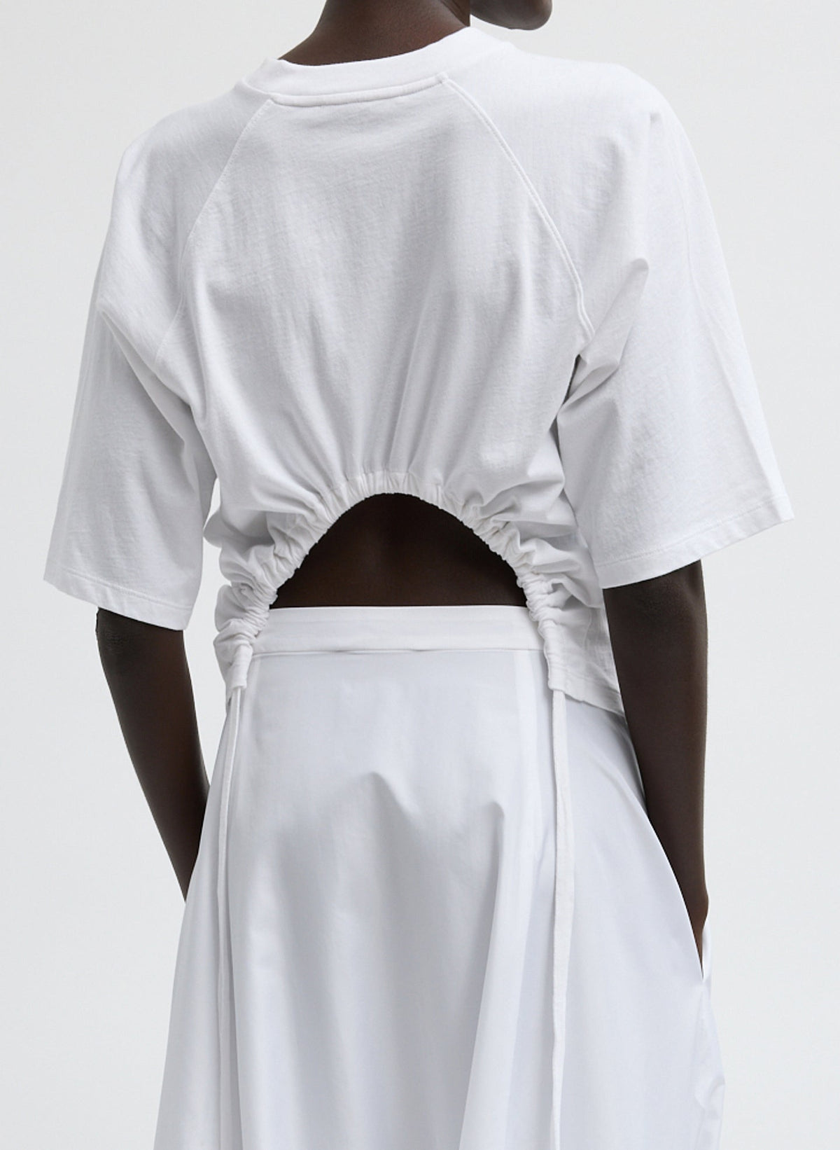 Short Sleeve T-Shirt With Shirred Back | Tibi Premium