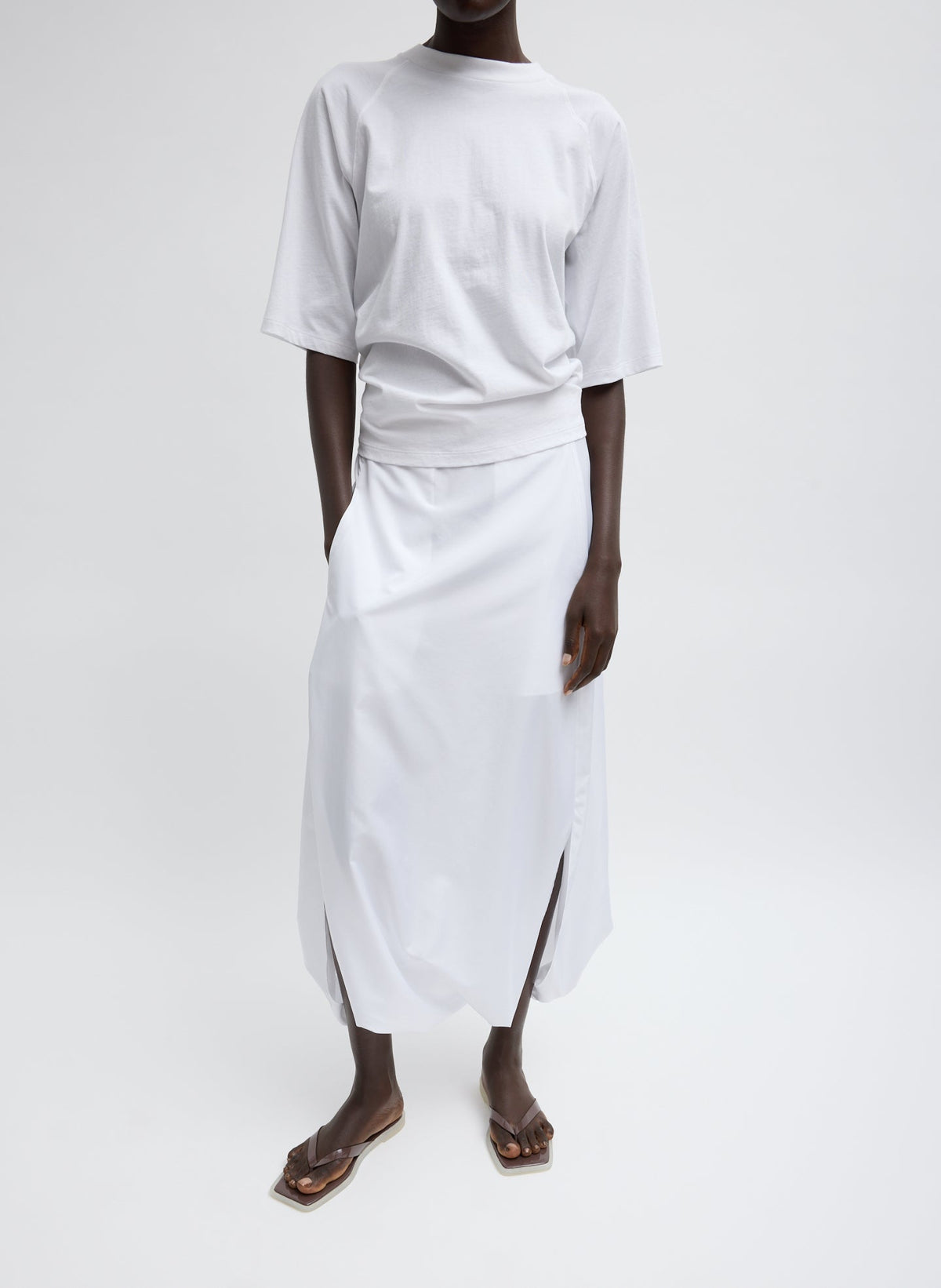Short Sleeve T-Shirt With Shirred Back | Tibi Premium