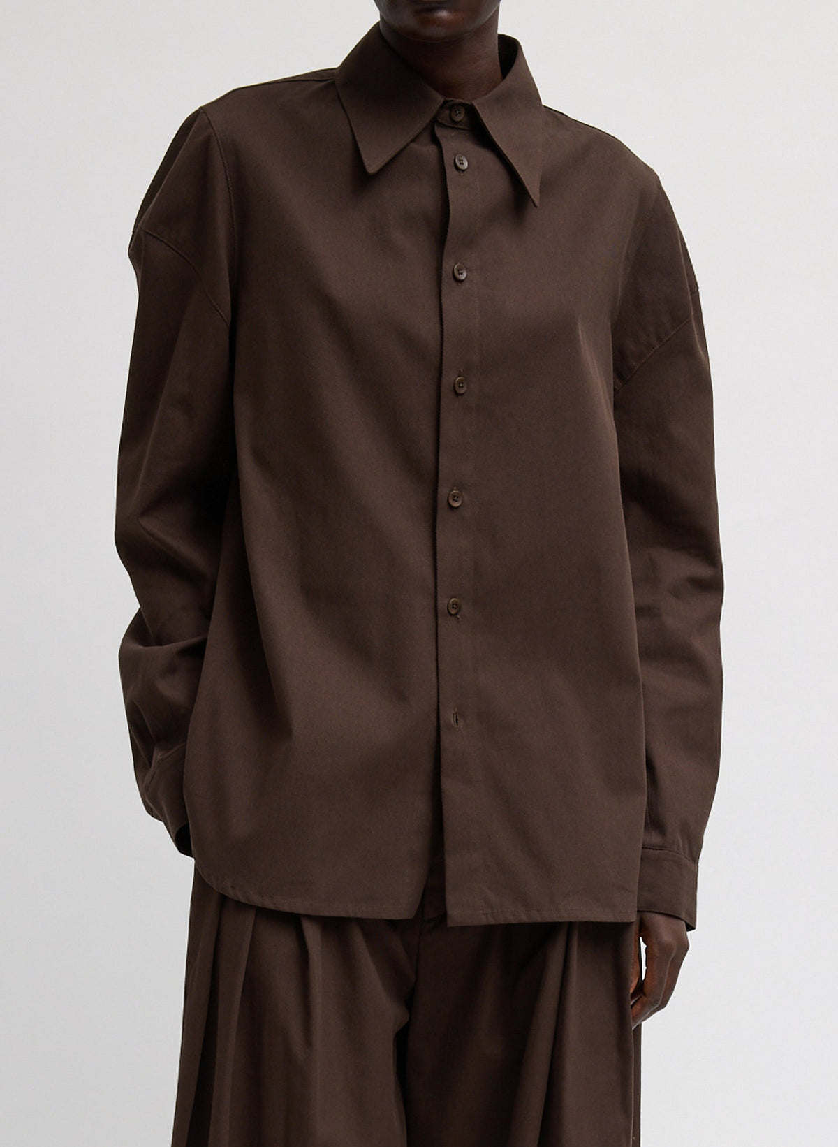 Luxe Spring Twill Hinged Shirt | Tibi Value