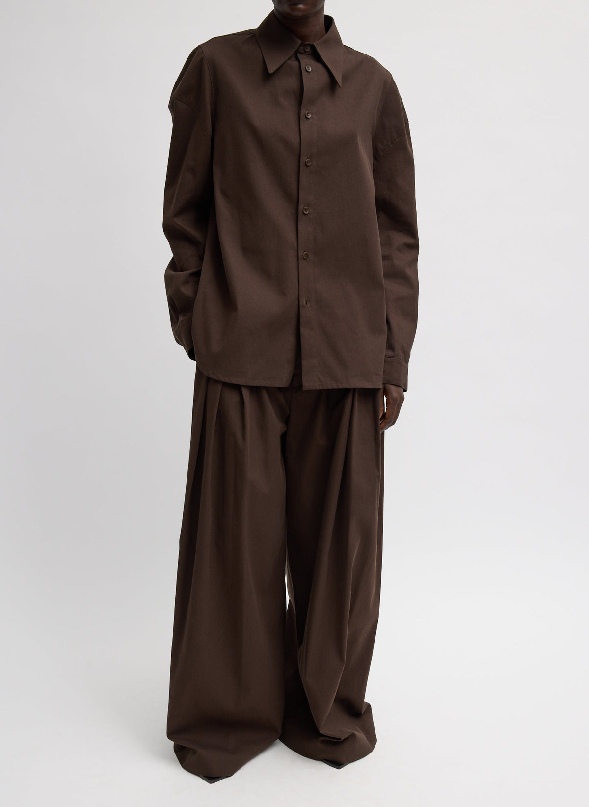 Luxe Spring Twill Hinged Shirt | Tibi Value