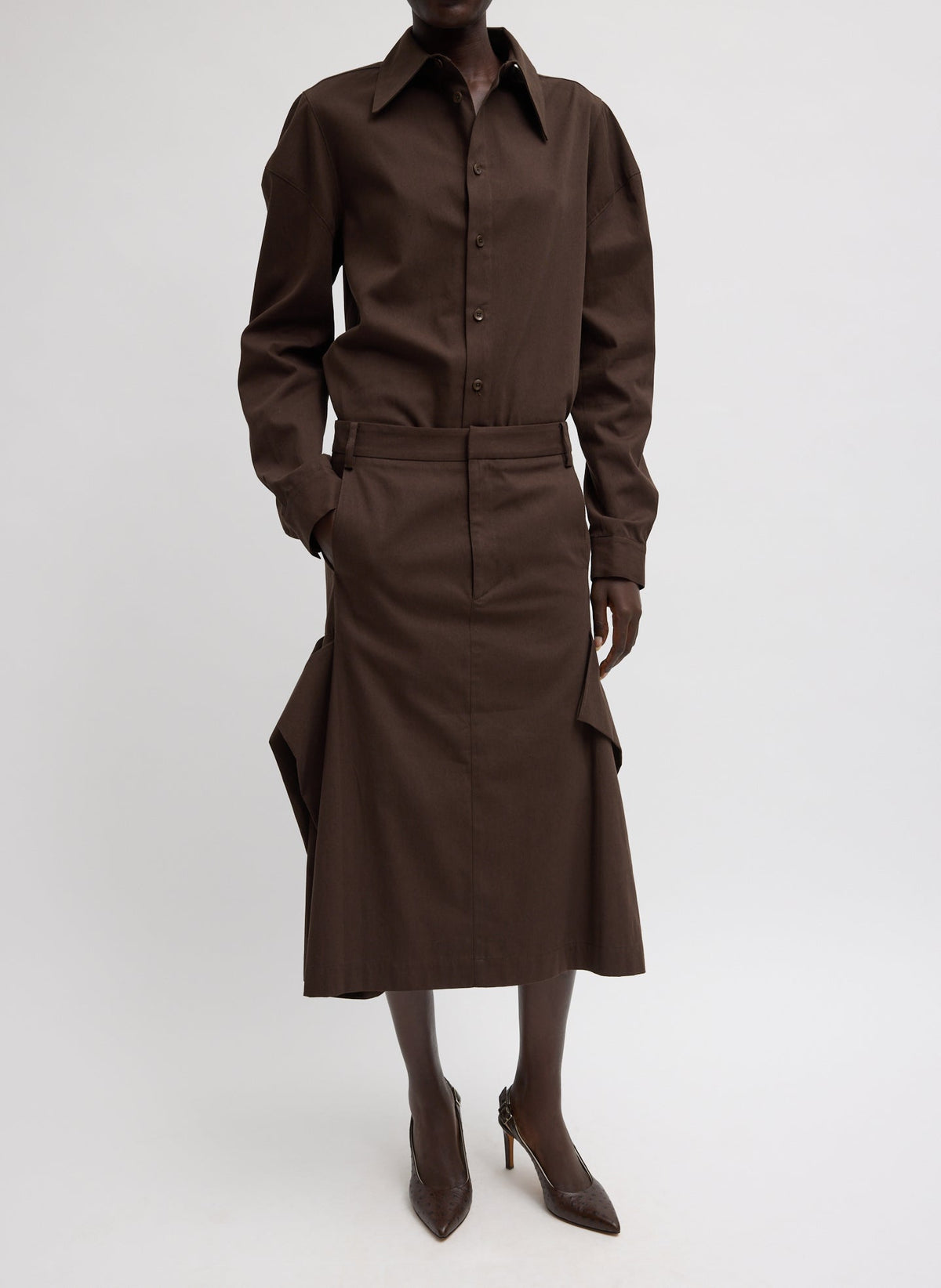 Luxe Spring Twill Hinged Shirt | Tibi Value