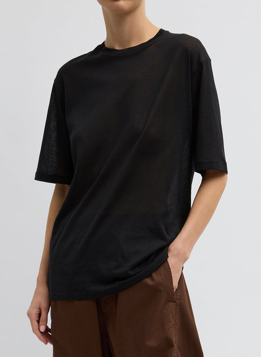 Sheer Crepe Knit Mock Unisex T-Shirt | Tibi Featured