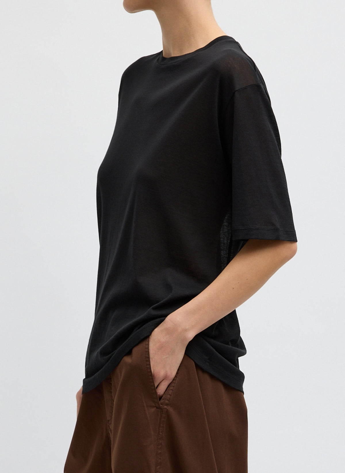 Sheer Crepe Knit Mock Unisex T-Shirt | Tibi Featured