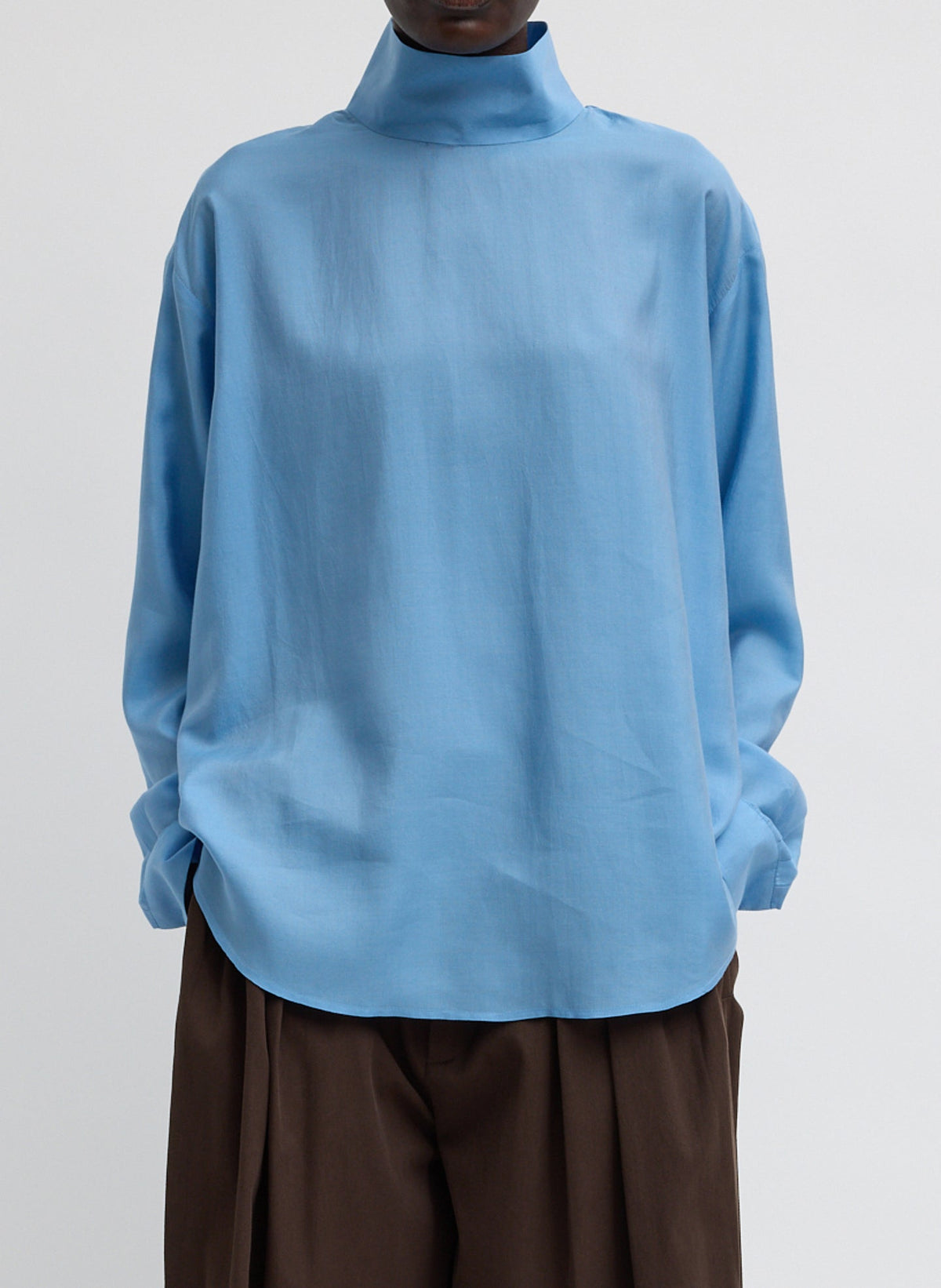 Ultra Light Silk Tencel Funnel Neck Shirt | Tibi Best Price