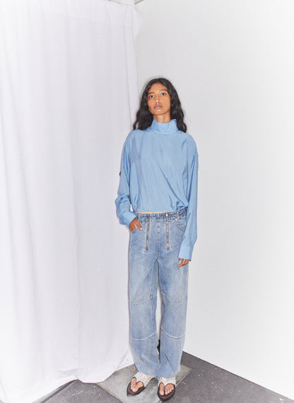 Ultra Light Silk Tencel Funnel Neck Shirt | Tibi Best Price