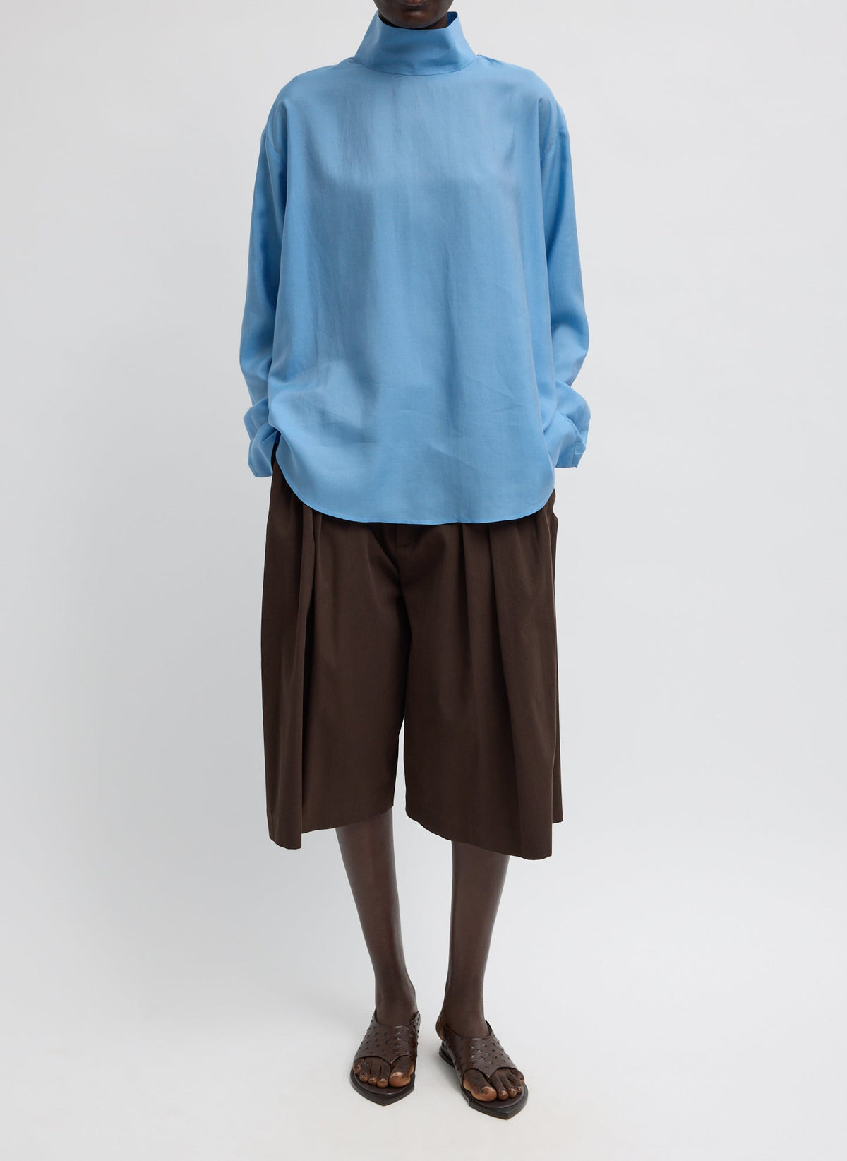 Ultra Light Silk Tencel Funnel Neck Shirt | Tibi Best Price