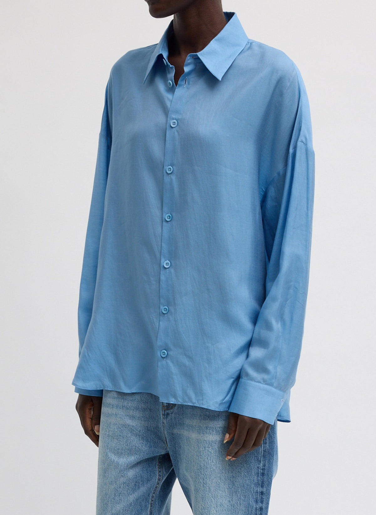 Ultra Light Silk Tencel Oversized Shirt | Tibi Essential