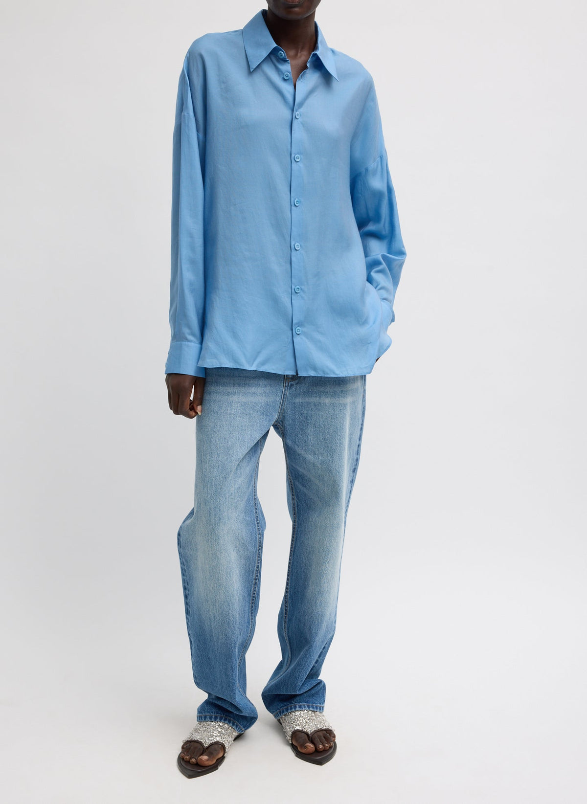 Ultra Light Silk Tencel Oversized Shirt | Tibi Essential