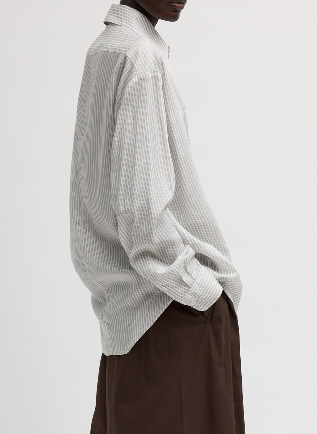 Ultra Light Silk Tencel Striped Pintucked Shirt | Tibi Featured