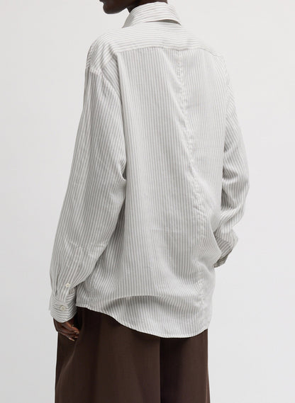 Ultra Light Silk Tencel Striped Pintucked Shirt | Tibi Featured