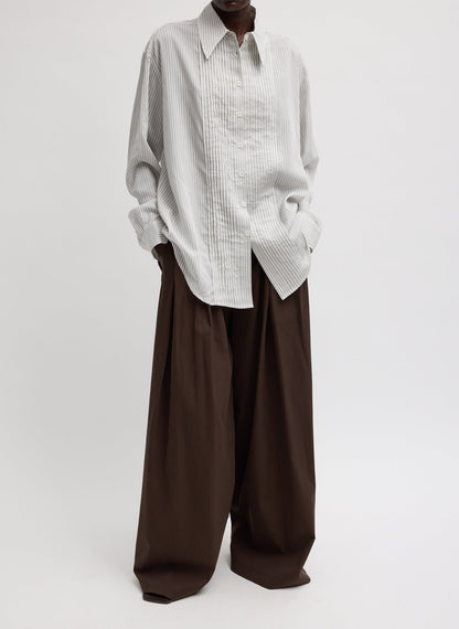 Ultra Light Silk Tencel Striped Pintucked Shirt | Tibi Featured