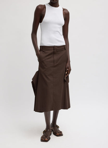 Luxe Spring Twill Tucked Pleat Skirt | Tibi Signature