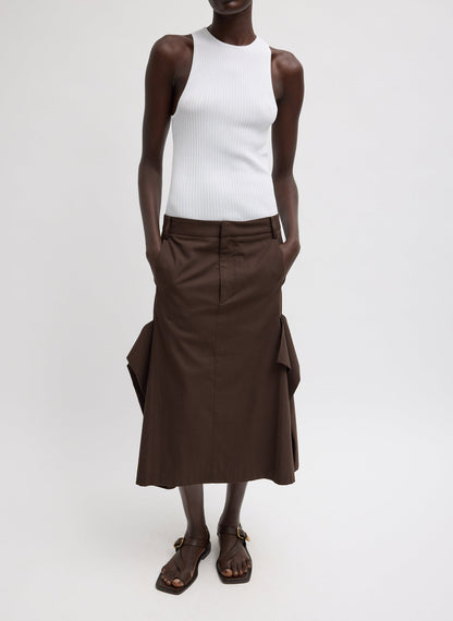 Luxe Spring Twill Tucked Pleat Skirt | Tibi Signature