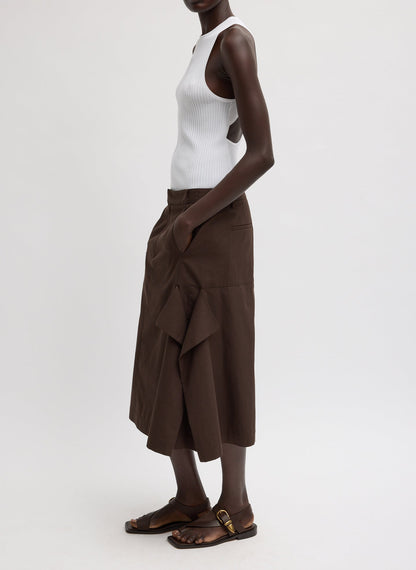 Luxe Spring Twill Tucked Pleat Skirt | Tibi Signature