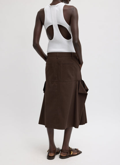 Luxe Spring Twill Tucked Pleat Skirt | Tibi Signature
