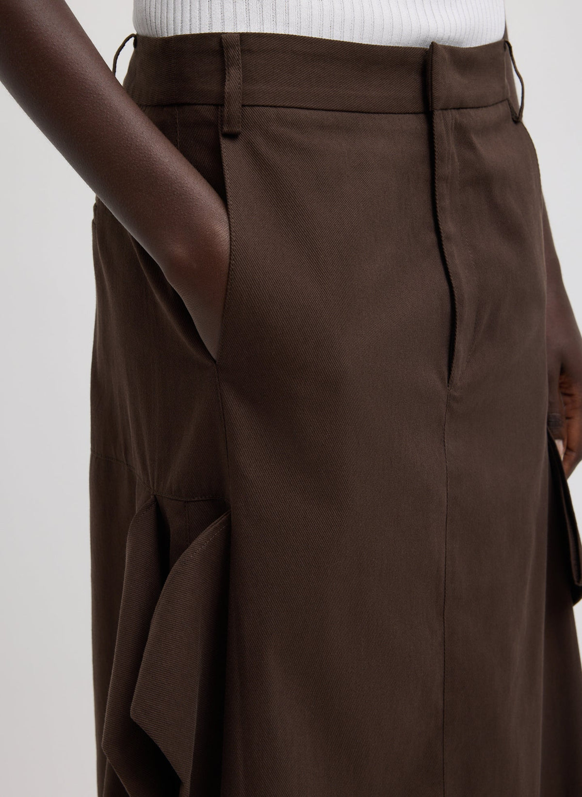 Luxe Spring Twill Tucked Pleat Skirt | Tibi Signature