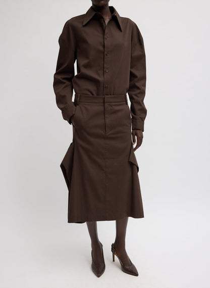 Luxe Spring Twill Tucked Pleat Skirt | Tibi Signature