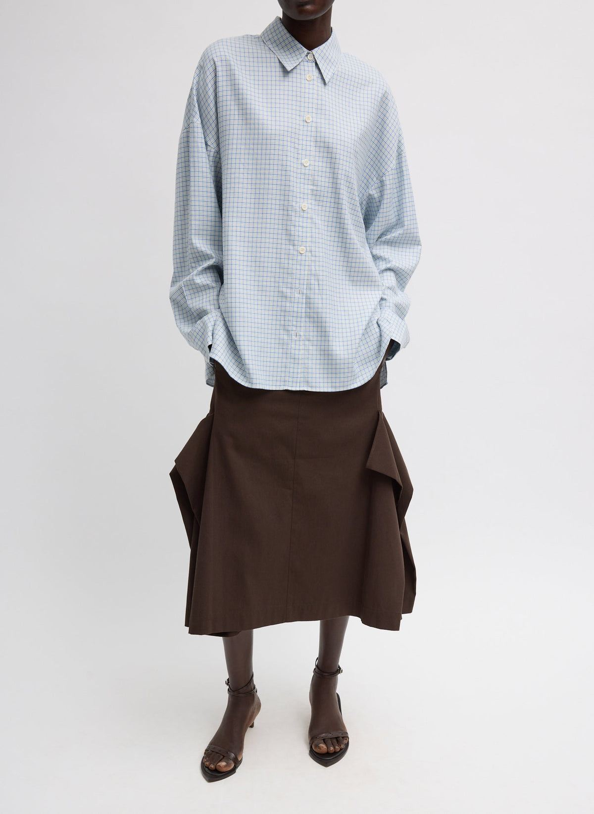 Luxe Spring Twill Tucked Pleat Skirt | Tibi Signature