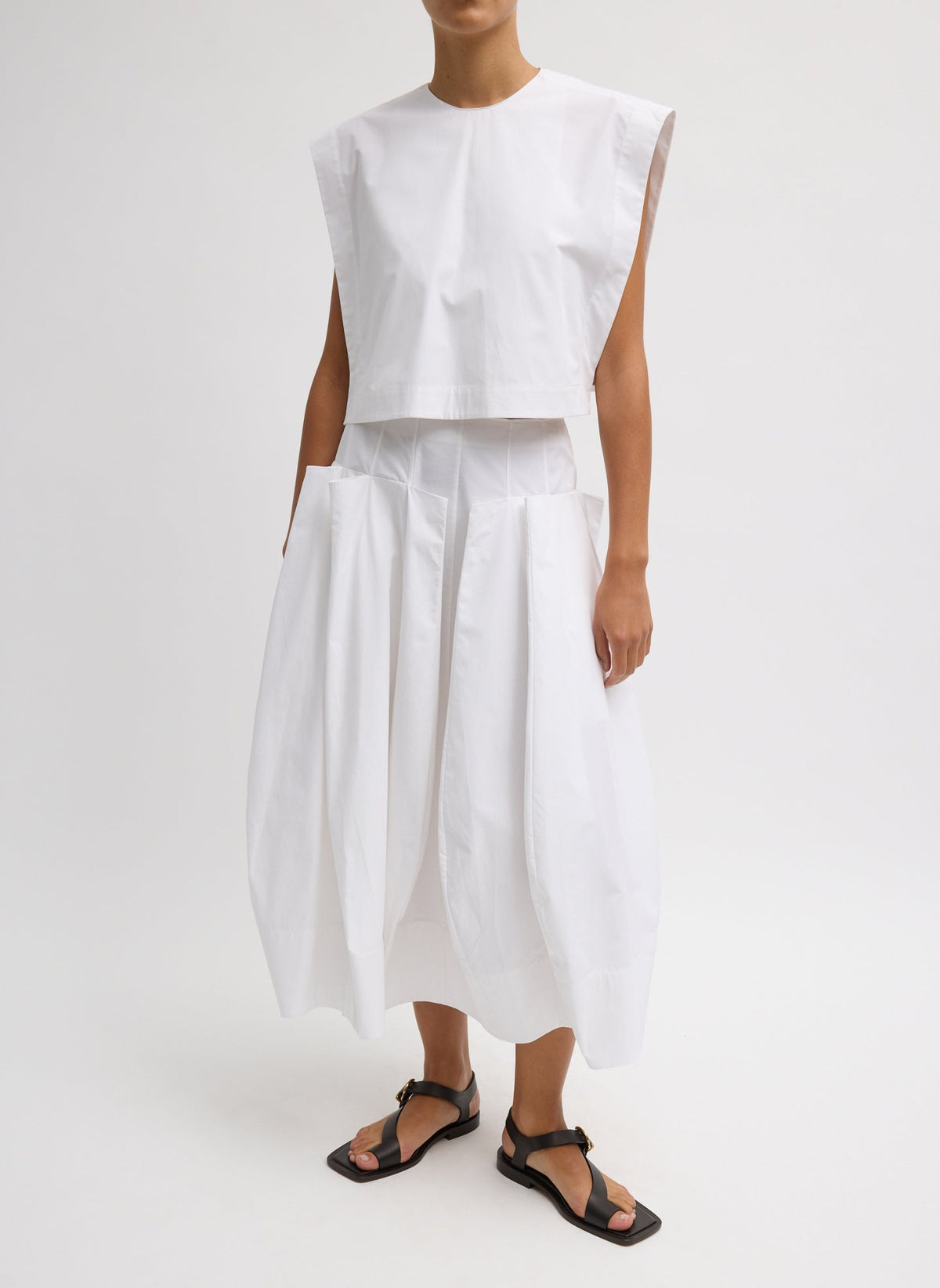 Compact Eco Poplin Pinched Pleat Full Skirt | Tibi Deals
