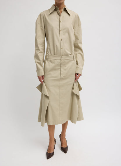 Luxe Spring Twill Tucked Pleat Skirt | Tibi Premium