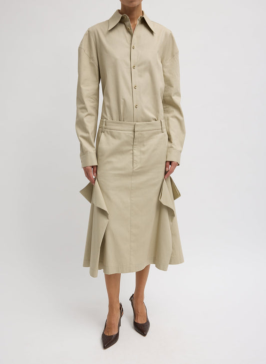 Luxe Spring Twill Tucked Pleat Skirt | Tibi Premium