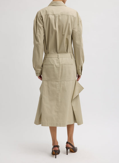 Luxe Spring Twill Tucked Pleat Skirt | Tibi Premium
