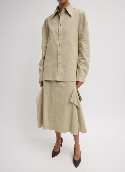 Luxe Spring Twill Tucked Pleat Skirt | Tibi Premium