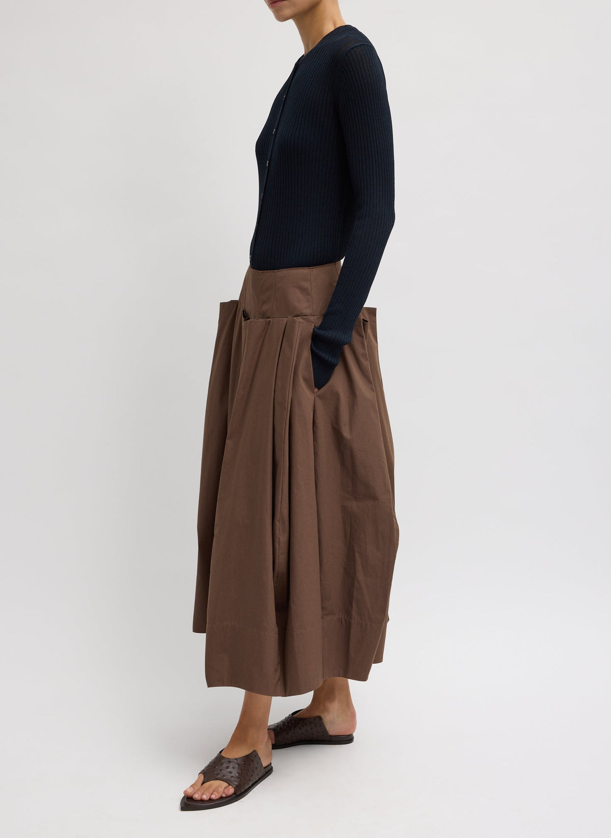 Compact Eco Poplin Pinched Pleat Full Skirt | Tibi Exclusive