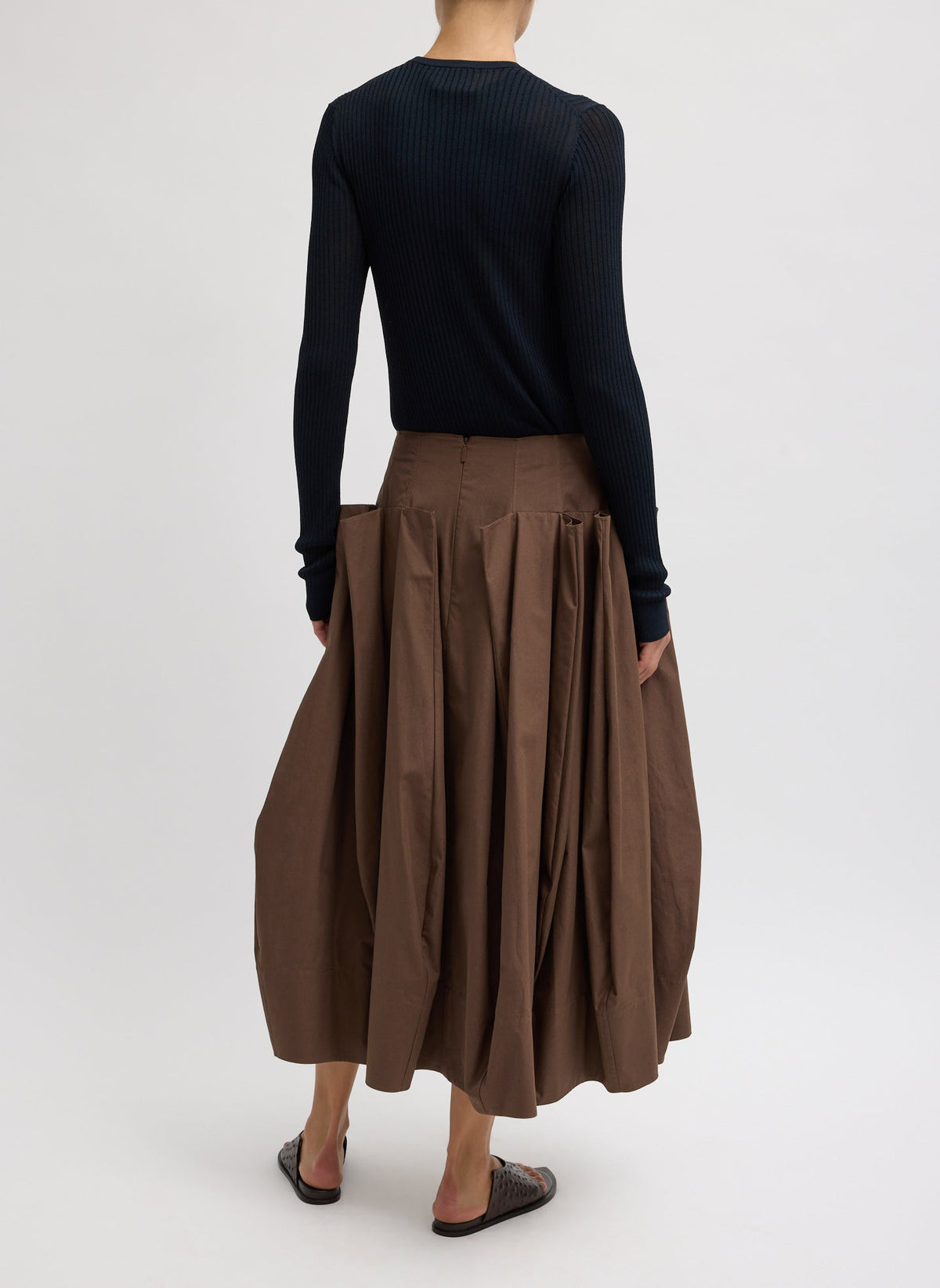 Compact Eco Poplin Pinched Pleat Full Skirt | Tibi Exclusive