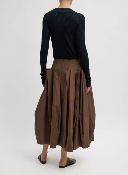 Compact Eco Poplin Pinched Pleat Full Skirt | Tibi Exclusive