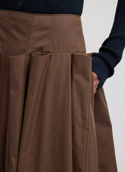 Compact Eco Poplin Pinched Pleat Full Skirt | Tibi Exclusive
