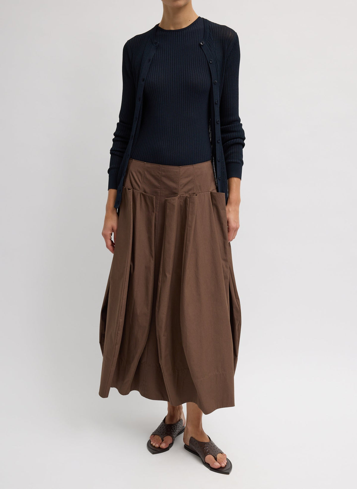 Compact Eco Poplin Pinched Pleat Full Skirt | Tibi Exclusive