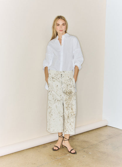 Calcimin Denim Midi Trouser Zip Skirt | Tibi Customer Favorite