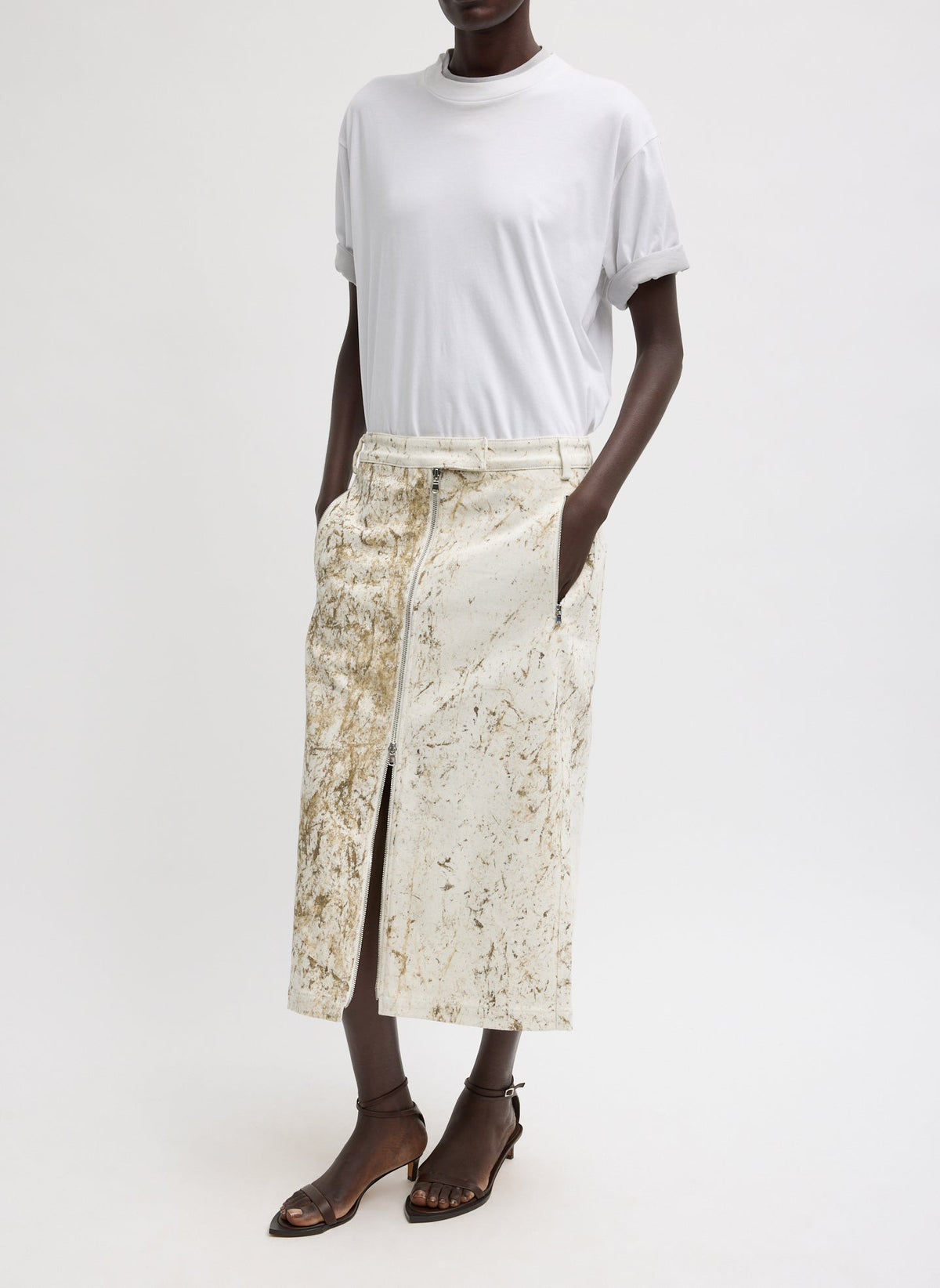 Calcimin Denim Midi Trouser Zip Skirt | Tibi Customer Favorite
