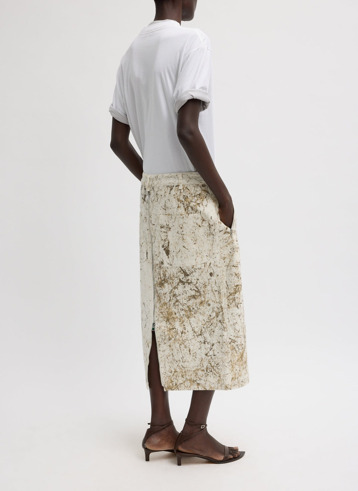 Calcimin Denim Midi Trouser Zip Skirt | Tibi Customer Favorite