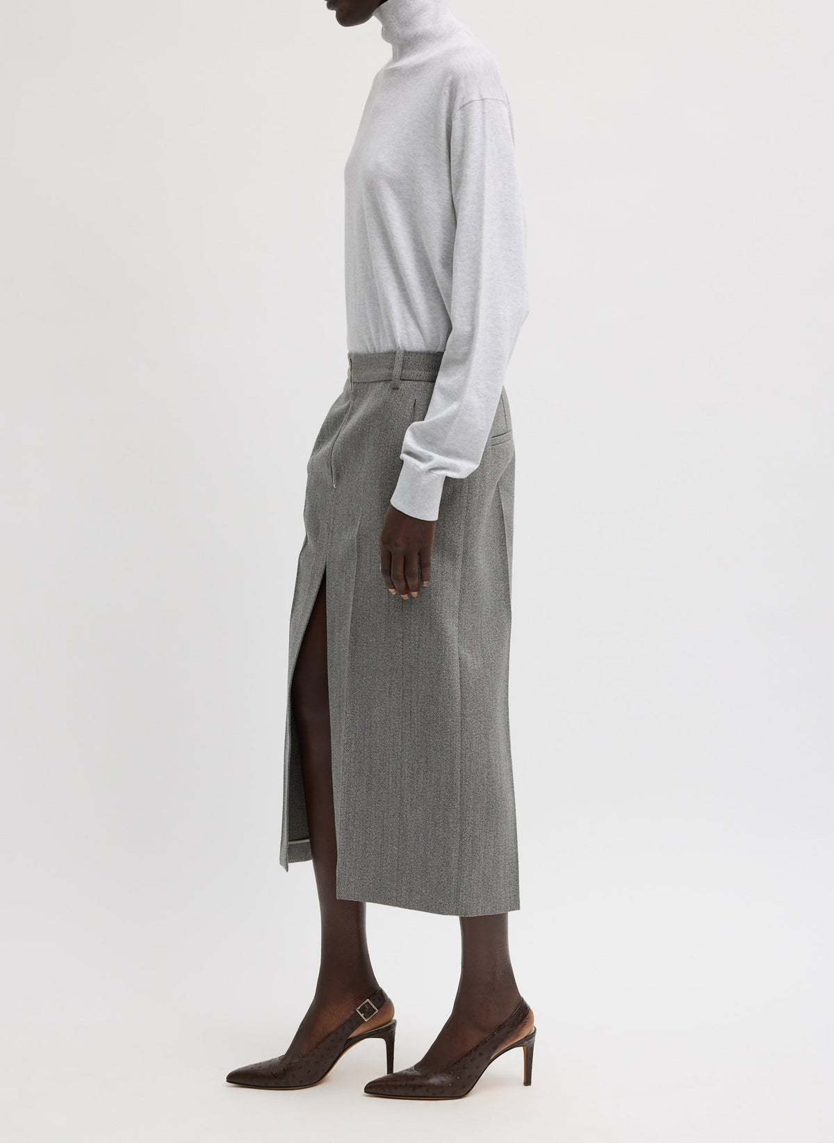 Structured Wool Zip Front Midi Trouser Skirt | Tibi Best Price