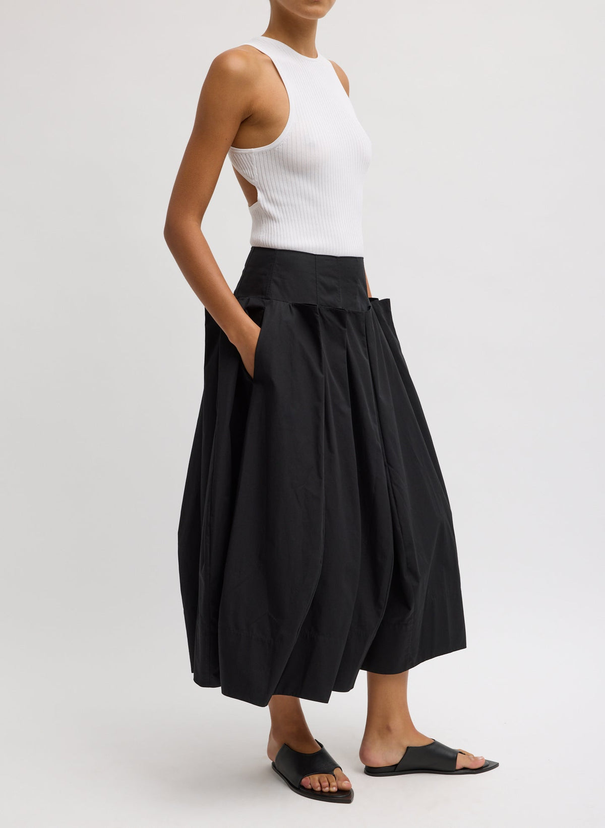 Compact Eco Poplin Pinched Pleat Full Skirt | Tibi Popular