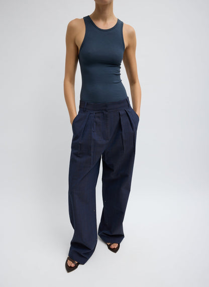 Menswear Crepon Stella Full Length Pant | Tibi Classic