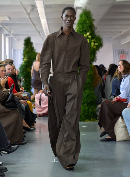 Luxe Spring Twill Tucked Pleated Wide Leg Trouser | Tibi Trending