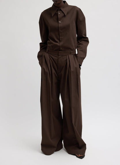 Luxe Spring Twill Tucked Pleated Wide Leg Trouser | Tibi Trending