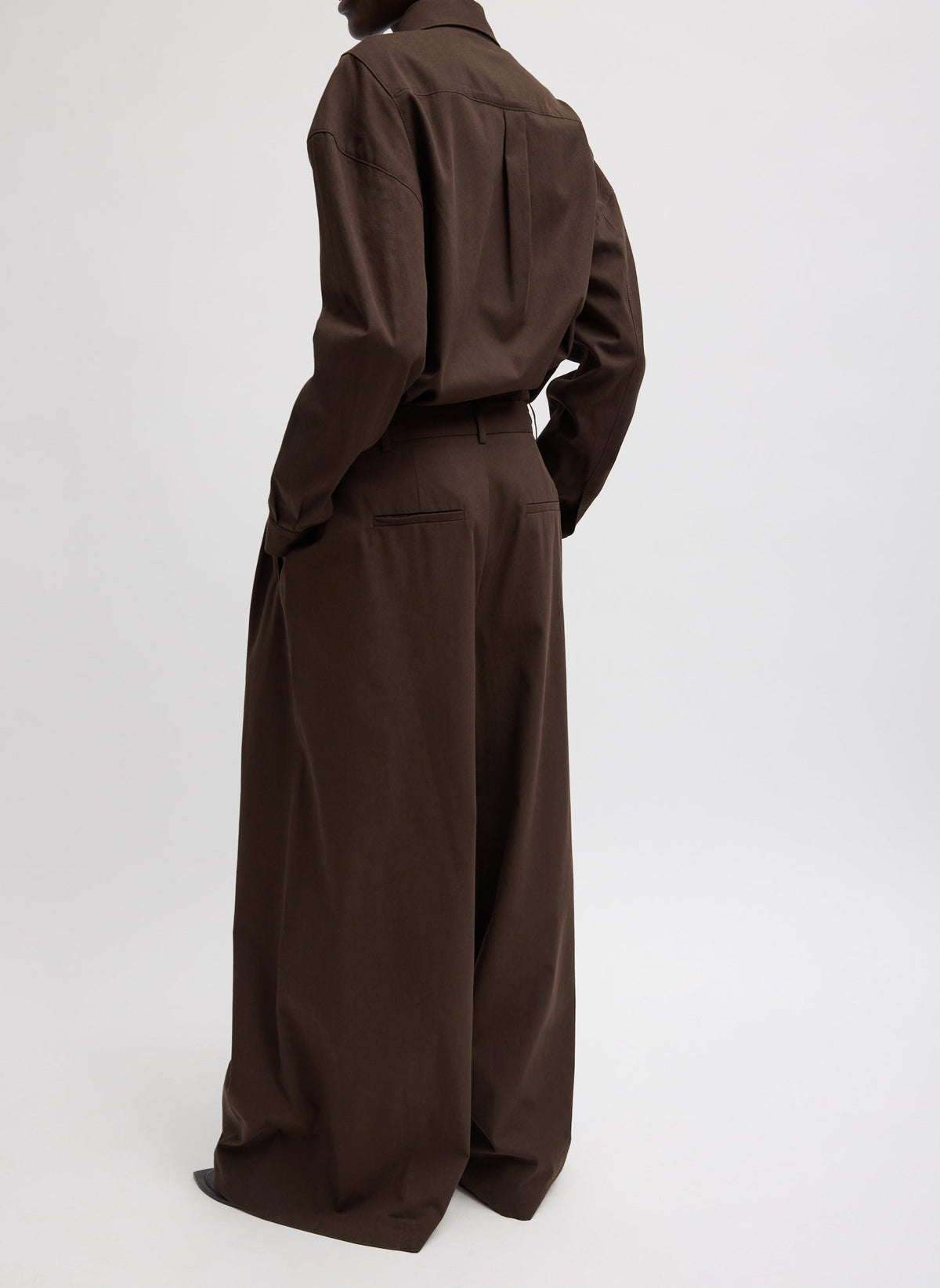 Luxe Spring Twill Tucked Pleated Wide Leg Trouser | Tibi Trending
