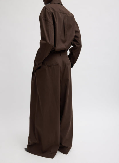Luxe Spring Twill Tucked Pleated Wide Leg Trouser | Tibi Trending
