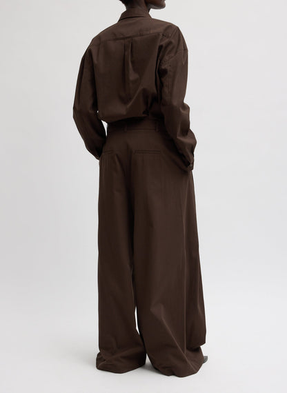 Luxe Spring Twill Tucked Pleated Wide Leg Trouser | Tibi Trending