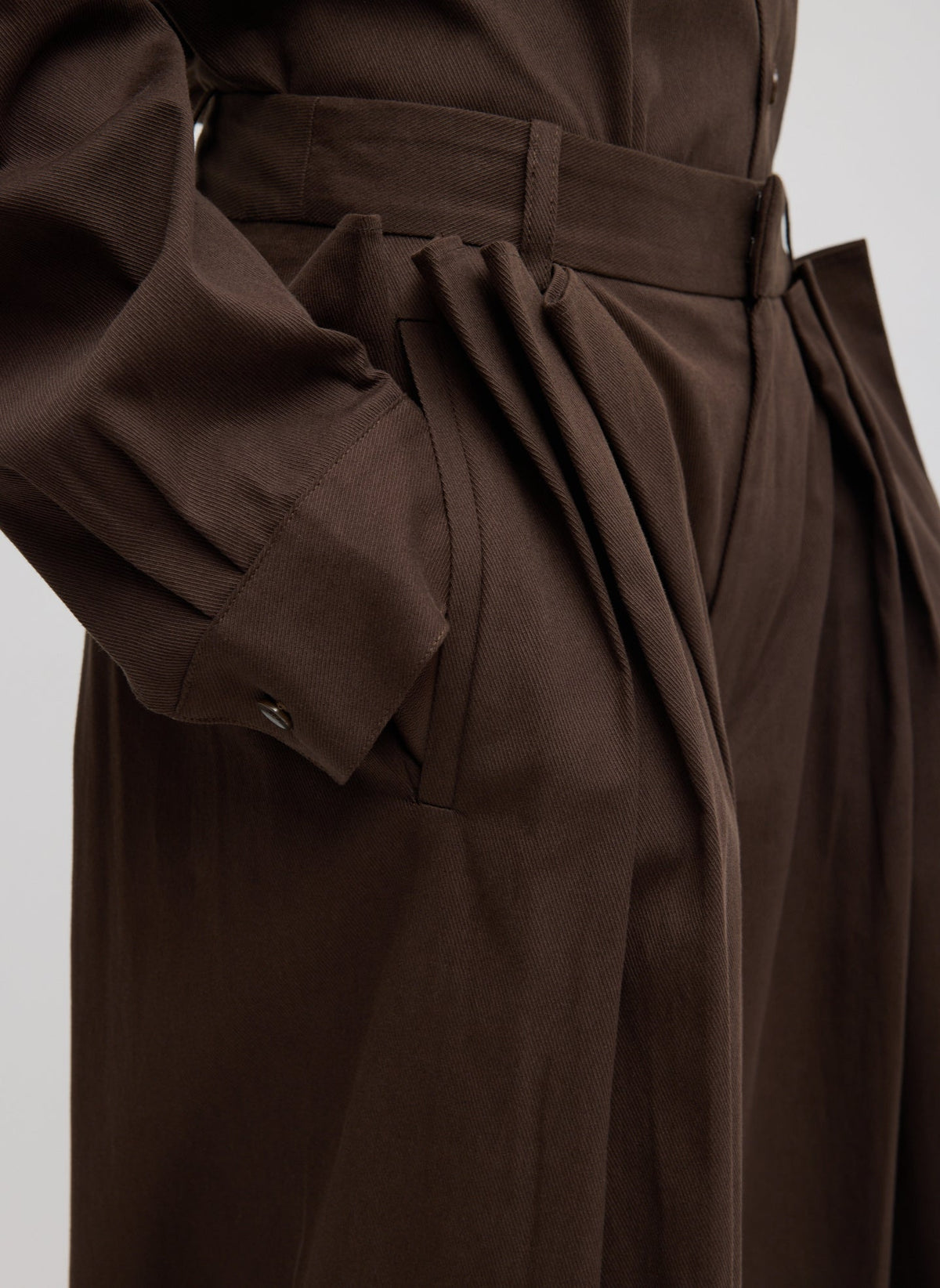 Luxe Spring Twill Tucked Pleated Wide Leg Trouser | Tibi Trending