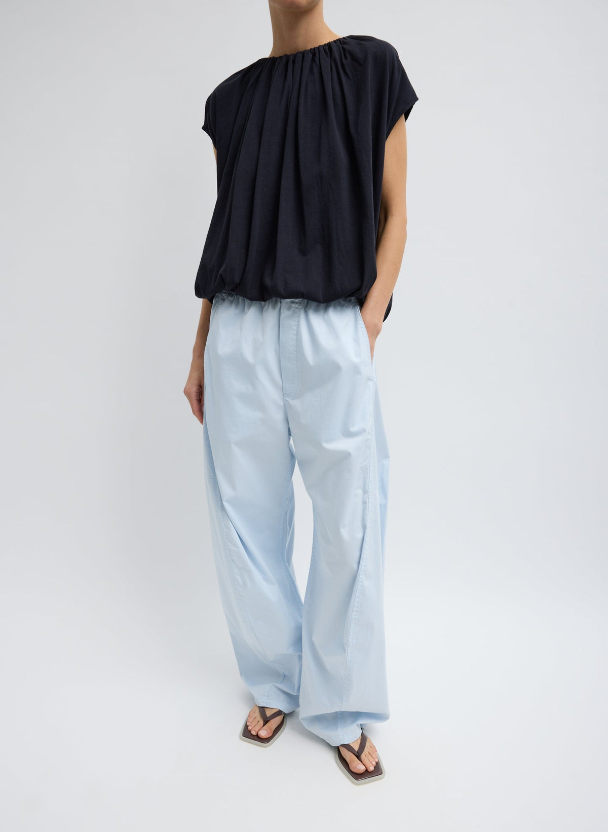Garment Dyed Silky Cotton Winslow Pull On Pant | Tibi Exclusive