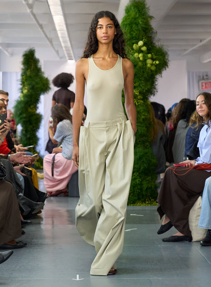 Luxe Spring Twill Tucked Pleated Wide Leg Trouser | Tibi Best Seller