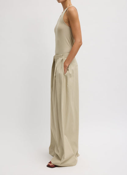 Luxe Spring Twill Tucked Pleated Wide Leg Trouser | Tibi Best Seller