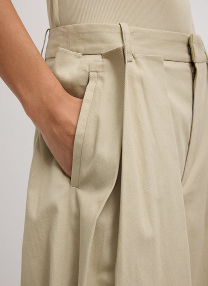 Luxe Spring Twill Tucked Pleated Wide Leg Trouser | Tibi Best Seller