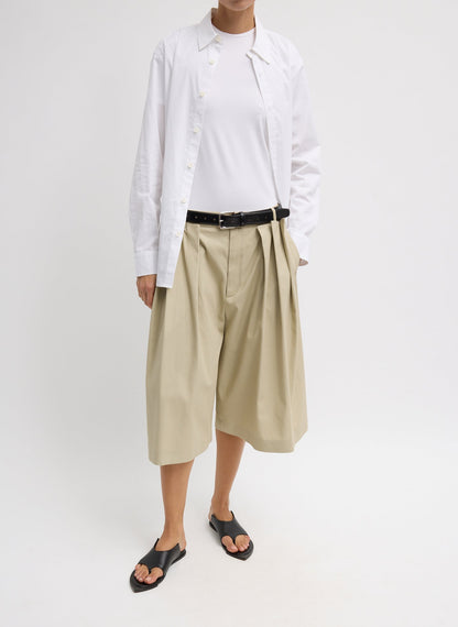 Luxe Spring Twill Tucked Pleated Wide Leg Short | Tibi Signature