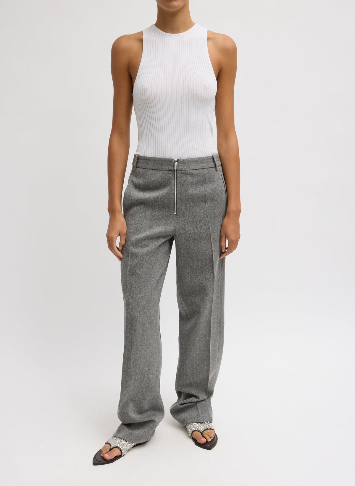 Structured Wool Zip Front Trouser | Tibi New